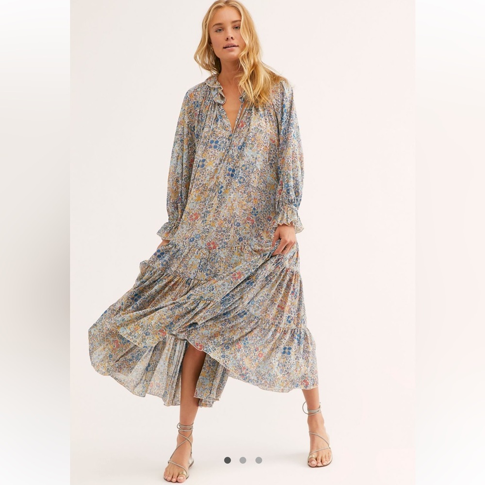 Free People Feeling Groovy Maxi Soft Blue Combo
